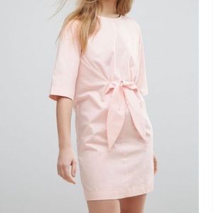 ASOS Pink Tie Front Mini Dress - Size 8